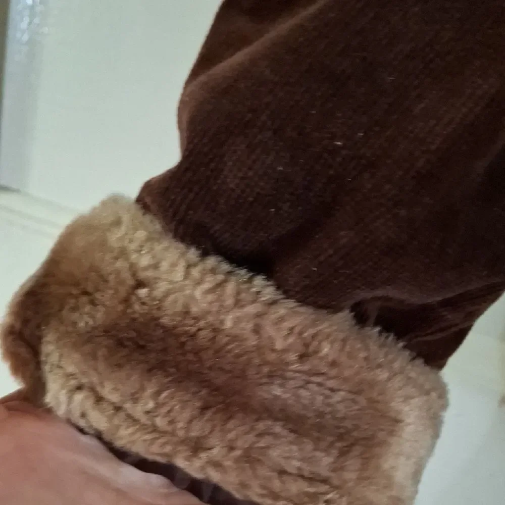 Picasso Style Jean Brown Teddy Jacket with Faux Fur Trim, Large Vintage